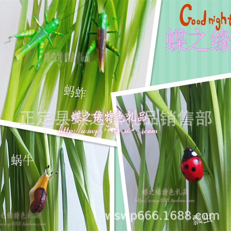 Simulation insect magnetic refrigerator stickers clay animal model teaching aids ladybug grasshopper Dragonfly beetle and other wholesale