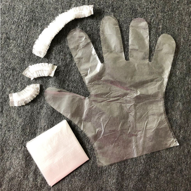 Disposable hair dyeing tools four-piece set hair care disposable shower cap earmuffs gloves shawl cloth