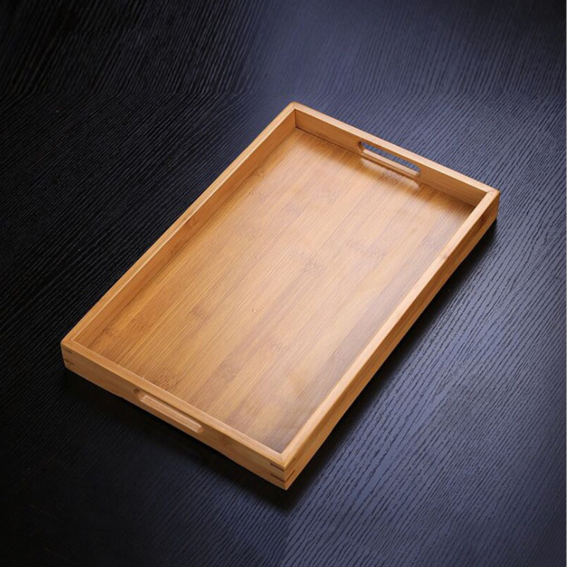 Bamboo Tea Tray Household Simple Tea Tray Rectangular Wooden Tray Fruit Bread New Chinese Style Pasta Dinner Plate
