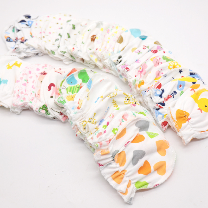 Dulai play baby gloves baby cartoon multi-color anti-scratch gloves cotton newborn gloves anti-scratch face