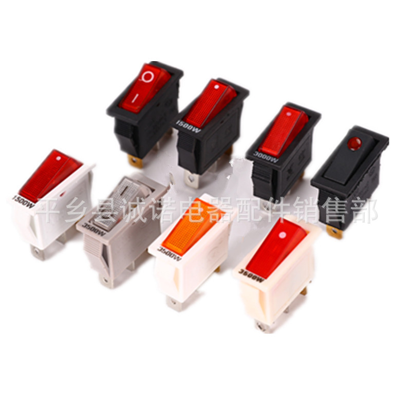 Three-Legged Two-Speed Rocker Switch Electric Hot Pot Electric Water Kettle Power Switch Kcd-3 Copper Feet with Light Boat Switch