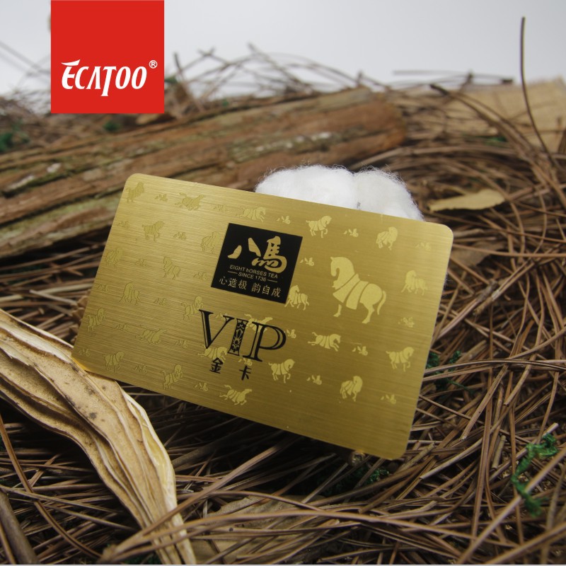 Double-Sided Coated Tea House Health Center Brushed Gold and Silver High-End Pvc Membership Card Vip Card