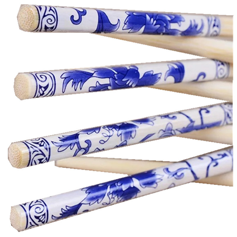 Disposable blue and white porcelain chopsticks 24cm disposable take-out chopsticks restaurant tableware household carbonized chopsticks wholesale