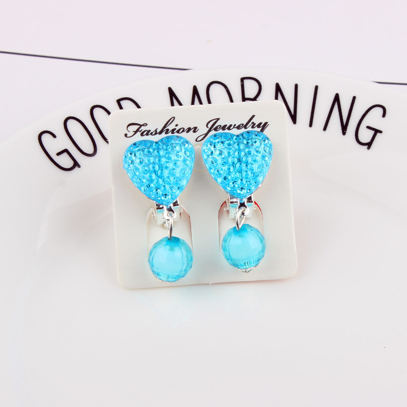 Children's Ear Clip No Ear Holes Colored Diamond Hanging Beads Tassel Earrings Girls' Decorative Earrings One Price Separate Packaging