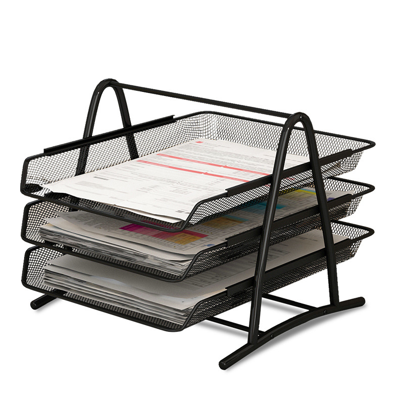 Chuangyi Multi-layer File Tray Metal Wire Mesh File Bar Basket Data Rack Multi-layer Storage Frame Seat Office Supplies