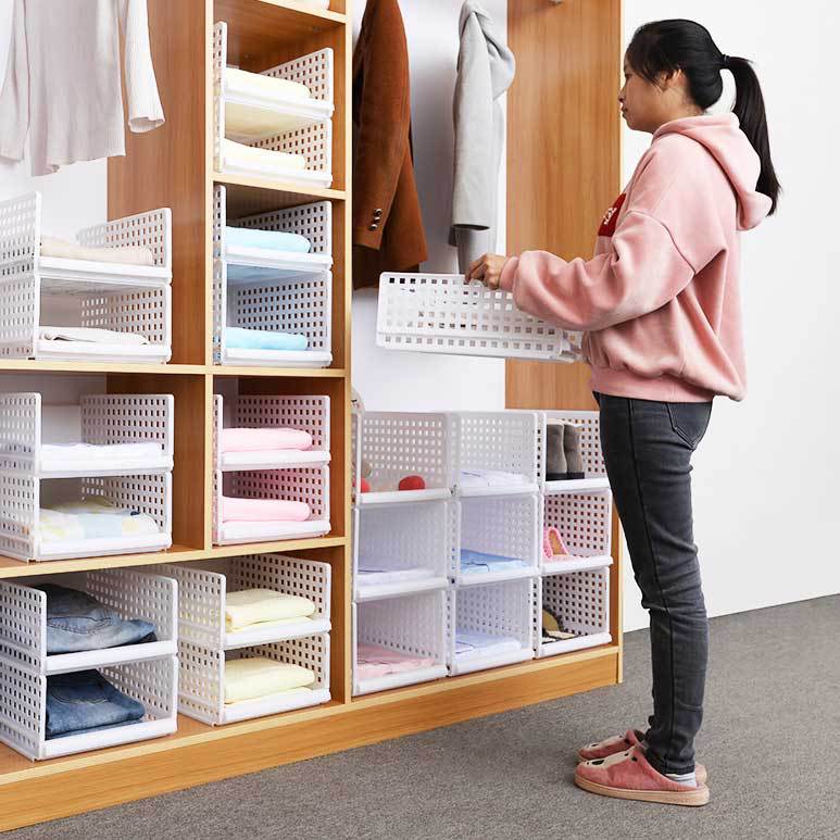 Wardrobe Storage Organizer Rack Storage Rack Layered Drawer Partition Space-saving Wardrobe Kitchen Dormitory Storage Artifact