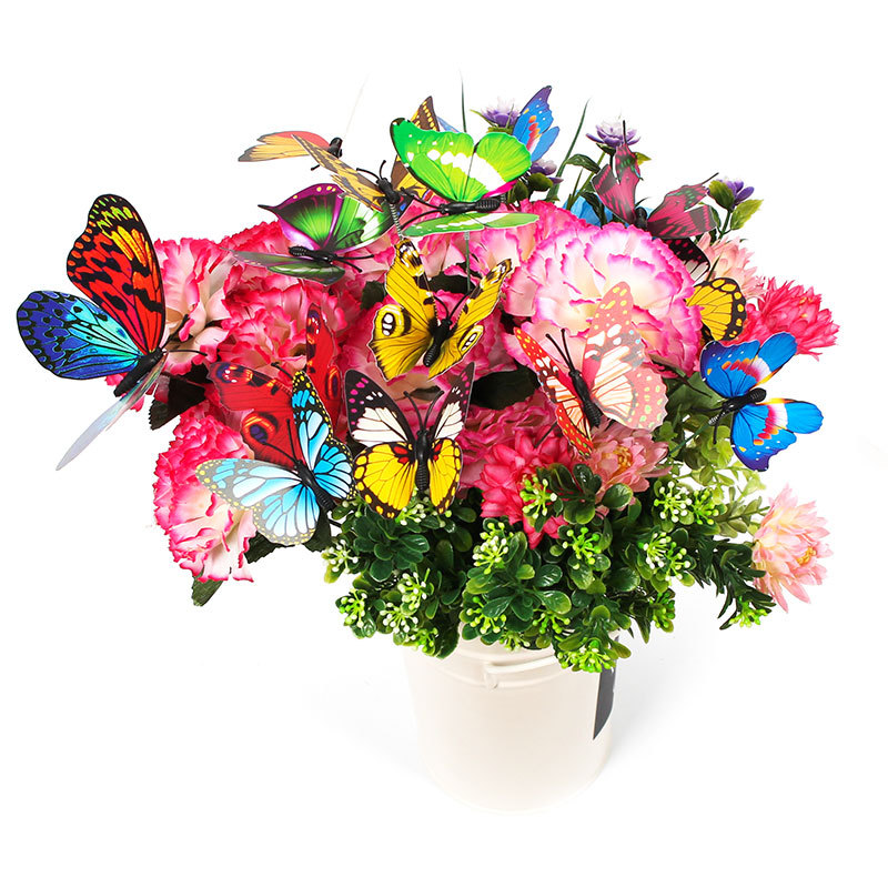 Pole Butterfly 3d Simulation Butterfly Single Layer Butterfly Pole PVC Party Garden Outdoor Decoration and Beautification