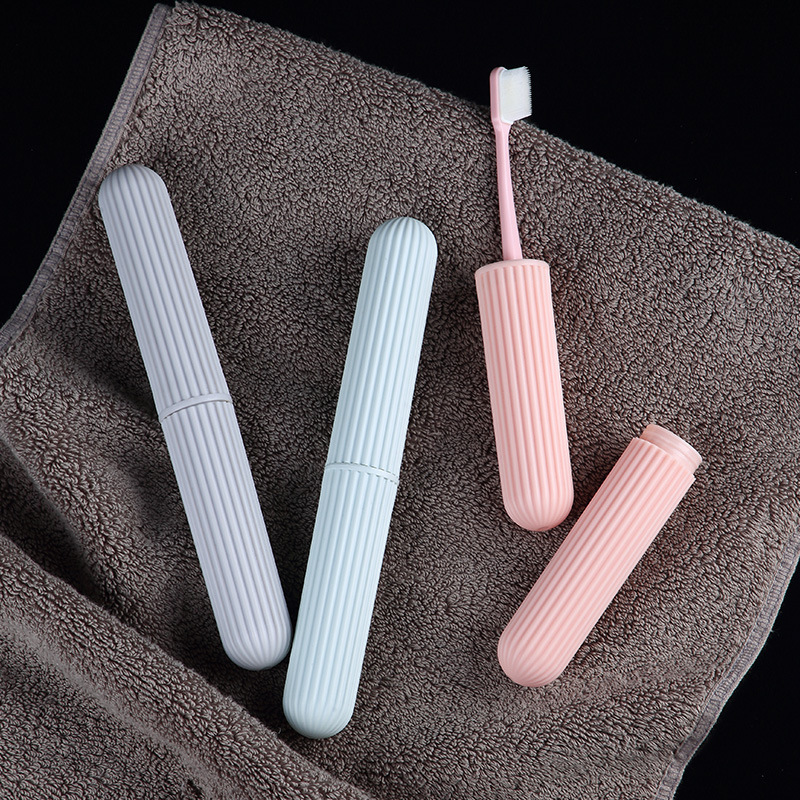 Travel Portable Toothbrush Box Plastic Toothbrush Storage Box Toothbrush Box Simple Stripesd Travel Toothbrush Set