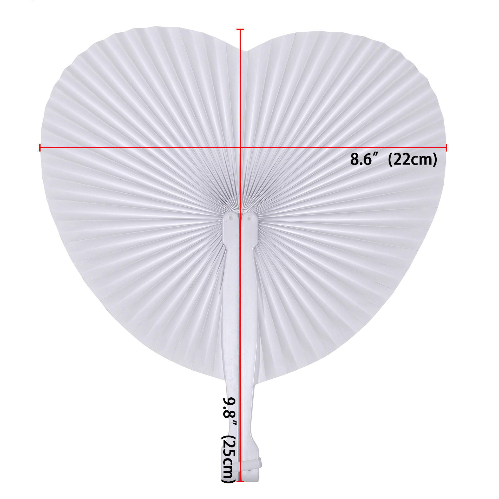Cross-border supply White love heart-shaped paper fan blank heart-shaped small round fan round fan folding fan advertising fan