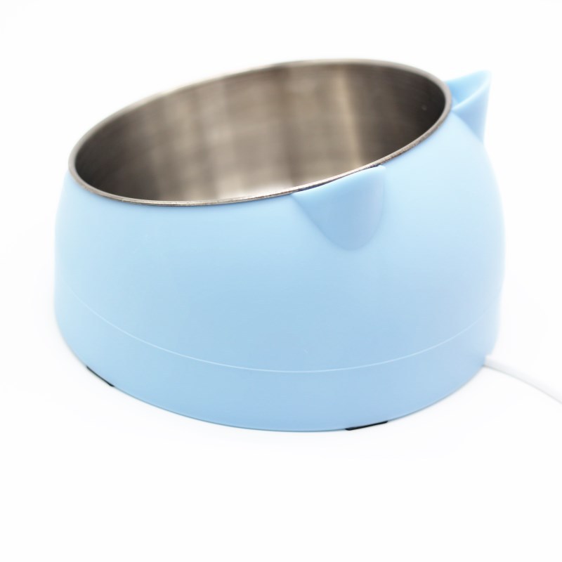 Net Celebrant Stainless Steel Cat Bowl Dog Bowl Double Bowl Protection Cervical Spine Cat Bowl Oblique Explosive Pet Food Basin Cat Supplies