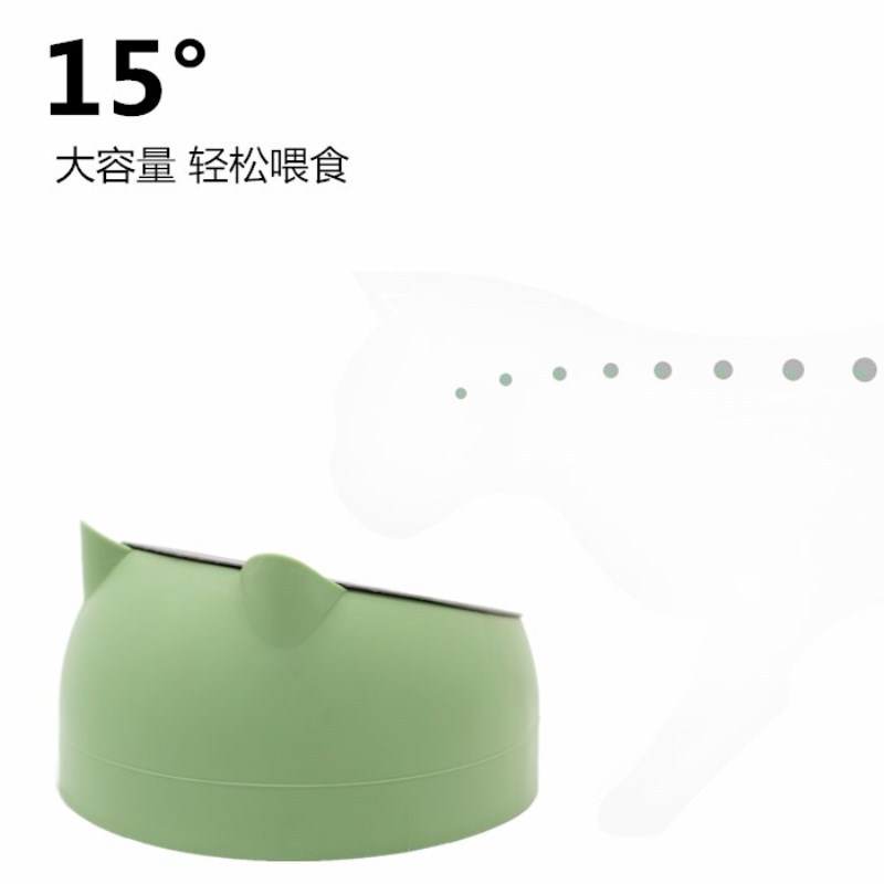 Net Celebrant Stainless Steel Cat Bowl Dog Bowl Double Bowl Protection Cervical Spine Cat Bowl Oblique Explosive Pet Food Basin Cat Supplies