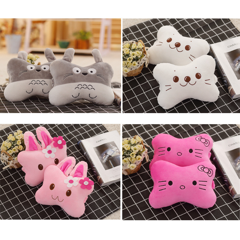 Подушка для подголовника автомобиля, аксессуары для автомобиля, подушка в виде кости, универсальная подушка для подголовника на все четыре сезона, милый мультяшный подголовник