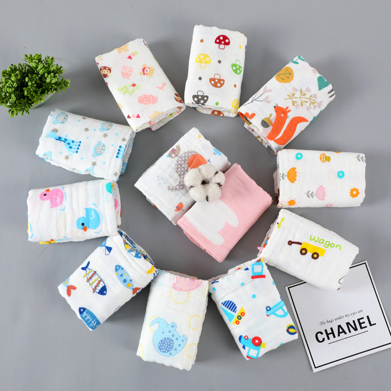 Baby saliva towel cotton six-layer high-density gauze children's handkerchief square towel baby milk towel wash face towel children's towel