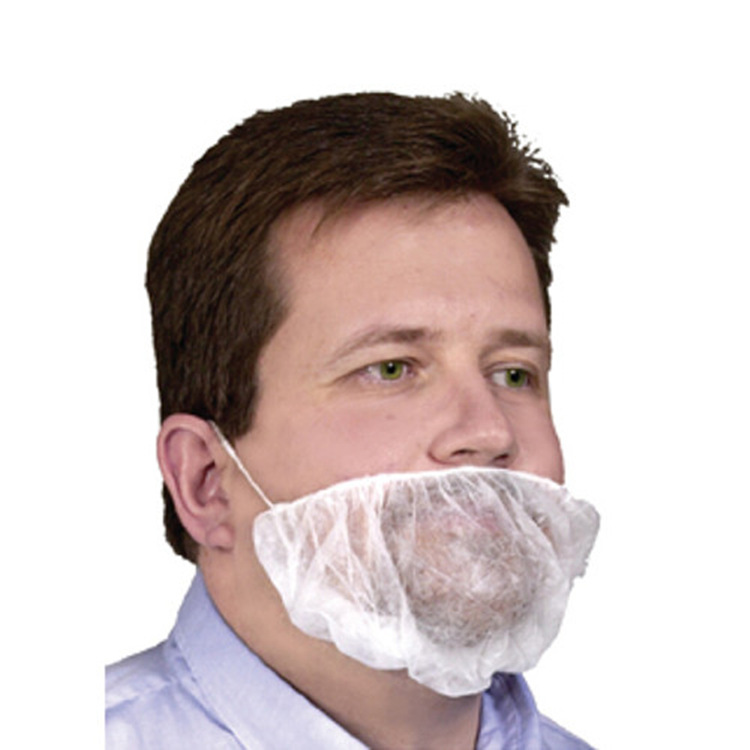 Disposable Non-Woven Beard Cover, Dust-Proof Cover to Prevent Beard Debris from Falling, Single-Strap Head-Worn White and Blue Face Shield