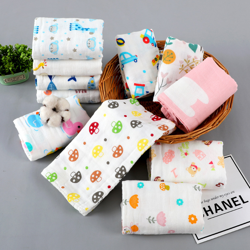 Baby saliva towel cotton six-layer high-density gauze children's handkerchief square towel baby milk towel wash face towel children's towel
