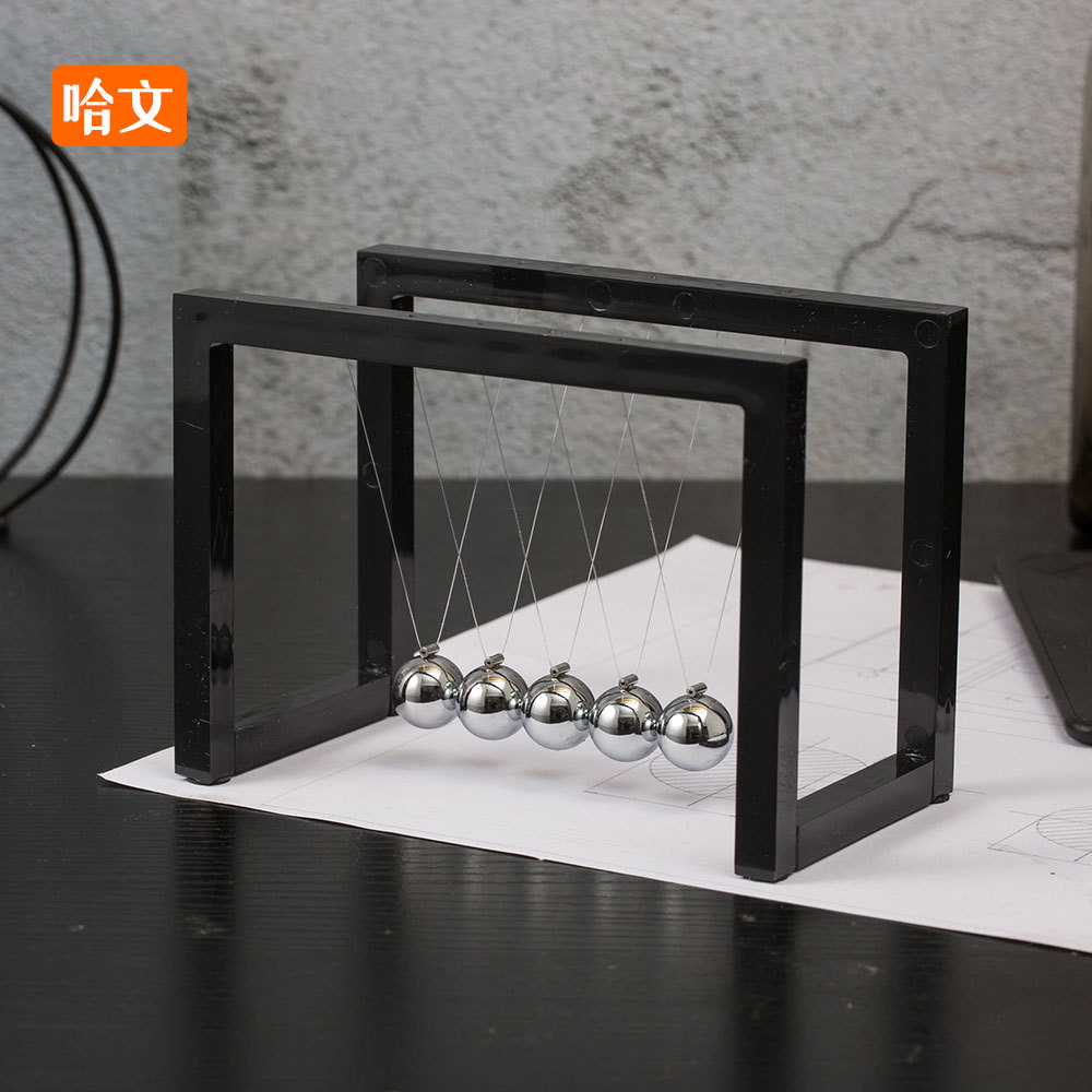 Creative Black and White Acrylic Newton Pendulum Ball Billiards Collision Ball Chaos Pendulum Perpetual Motion Instrument Science and Education Metal Balance Ornaments