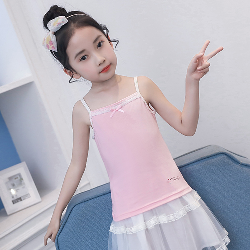 2023 Women's Treasure Floral Children's Wear Girls' Vest Class a Pure Cotton Children's Sling Baby's Inner Wear Baby's Base