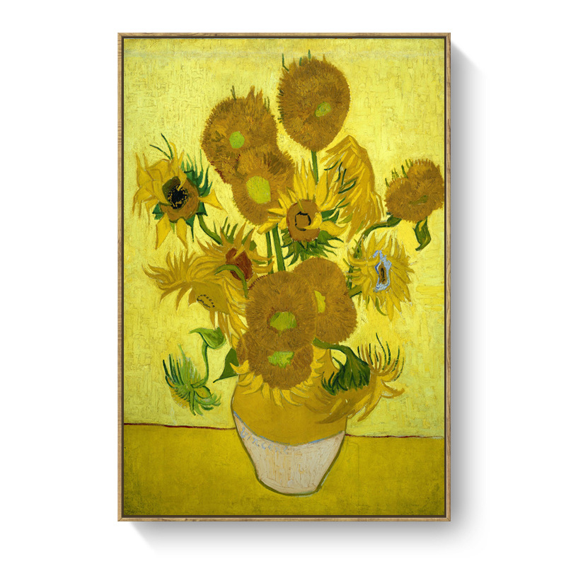 Van Gogh Sunflower European Living Room Decorative Painting Micro-spray Flower Oil Painting American Frameless Painting Apartment Homestay Mural