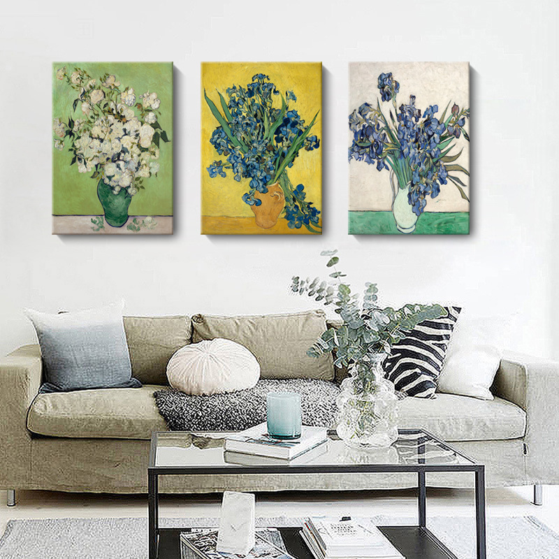 Van Gogh Sunflower European Living Room Decorative Painting Micro-spray Flower Oil Painting American Frameless Painting Apartment Homestay Mural