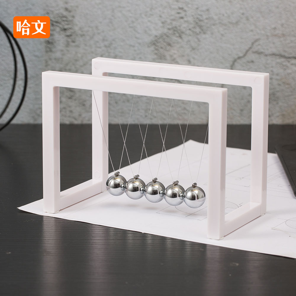 Creative Black and White Acrylic Newton Pendulum Ball Billiards Collision Ball Chaos Pendulum Perpetual Motion Instrument Science and Education Metal Balance Ornaments