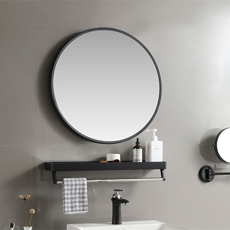 Nordic bathroom mirror round mirror bathroom wall-mounted bathroom mirror aluminum wall mirror cosmetic mirror hole-free bathroom sticky mirror