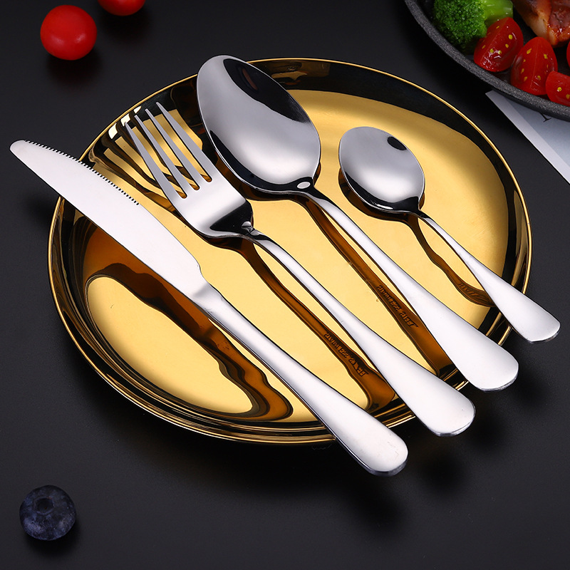 1010 Stainless Steel Tableware Knife, Fork and Spoon Western Steak Knife and Fork Household Thickeneded Tip Spoon Round Spoon Hotel Supplies