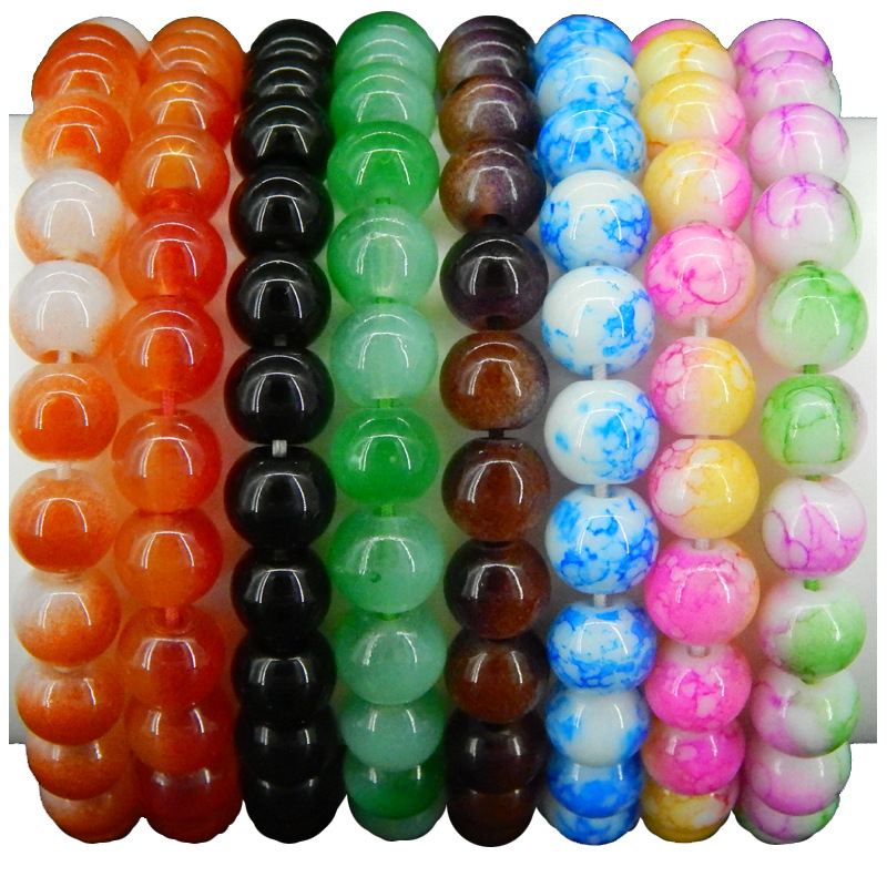 8mm imitation agate glass bead bracelet wholesale stall hot sale supply Yiwu small jewelry online store small gift