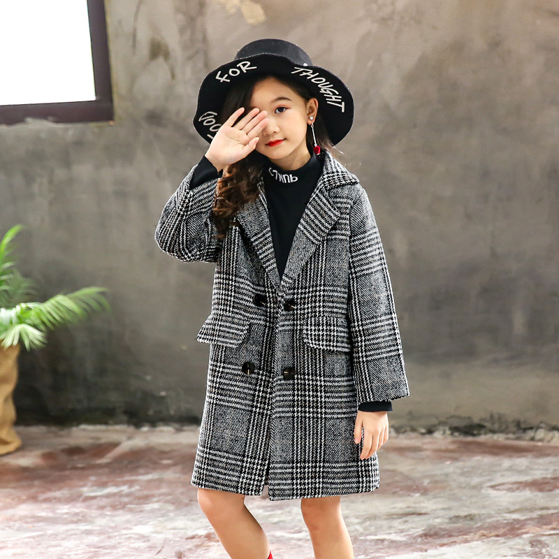 Spring, autumn and winter new children's clothing children's thousand birds plywood coat big girls padded coat a generation of hair