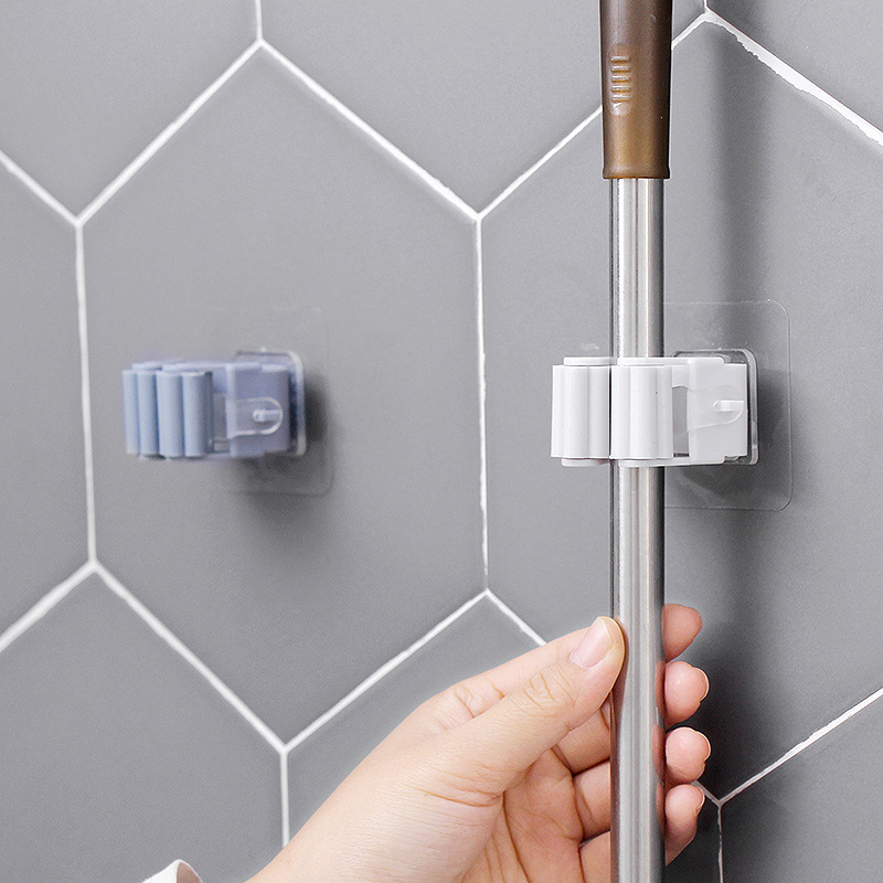 H736 Punch-free Hanging Mop Rack Toilet Mop Hook Bathroom Hook Broom Hanger Card Holder Mop Clip