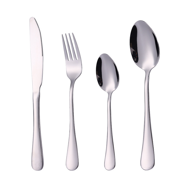 1010 Stainless Steel Tableware Knife, Fork and Spoon Western Steak Knife and Fork Household Thickeneded Tip Spoon Round Spoon Hotel Supplies
