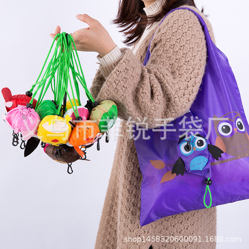 Portable Folding Bag Storage Bag Cartoon Animal Wholesale Printable LOGO Strawberry Bag Large Capacity Tote Bag