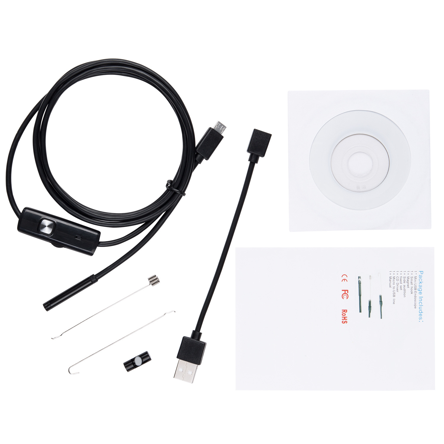 1 meter 2/5 meter 5.5mmUSB mobile phone endoscope industrial pipeline auto repair detection soft and hard wire endoscope waterproof