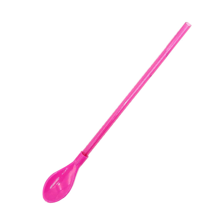 Creative dual-purpose straw spoon candy color straw spoon integrated plastic spoon sand ice straw mixing spoon special straw