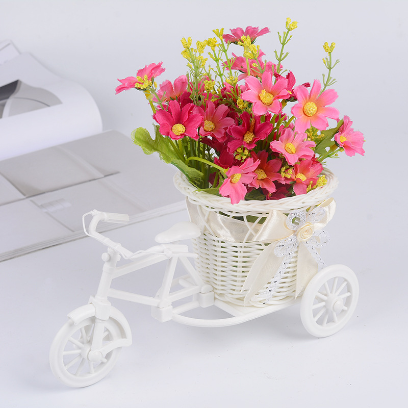 Bicycle Braided Flower Basket Simulation Flower Basket Flower Arranging Plastic Rattan Braided Basket Storage Basket Decorative Basket