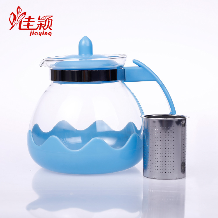 Thickened glass pot stainless steel strainer teapot Lotus glass pot gift factory wholesale