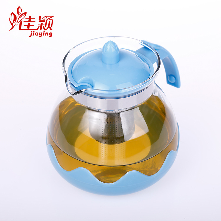 Thickened glass pot stainless steel strainer teapot Lotus glass pot gift factory wholesale
