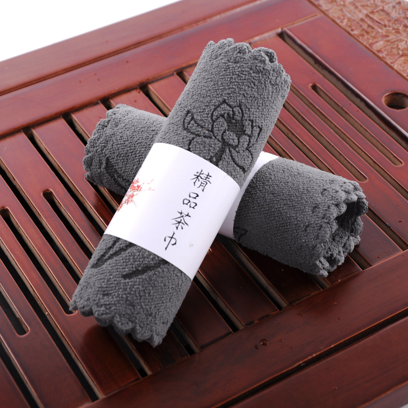 3 Layer Thickened Second Absorbent Tea Towel Tea Set Accessories Cotton and Linen Tea Mat Square Tea Towel Absorbent Tea Towel Towel