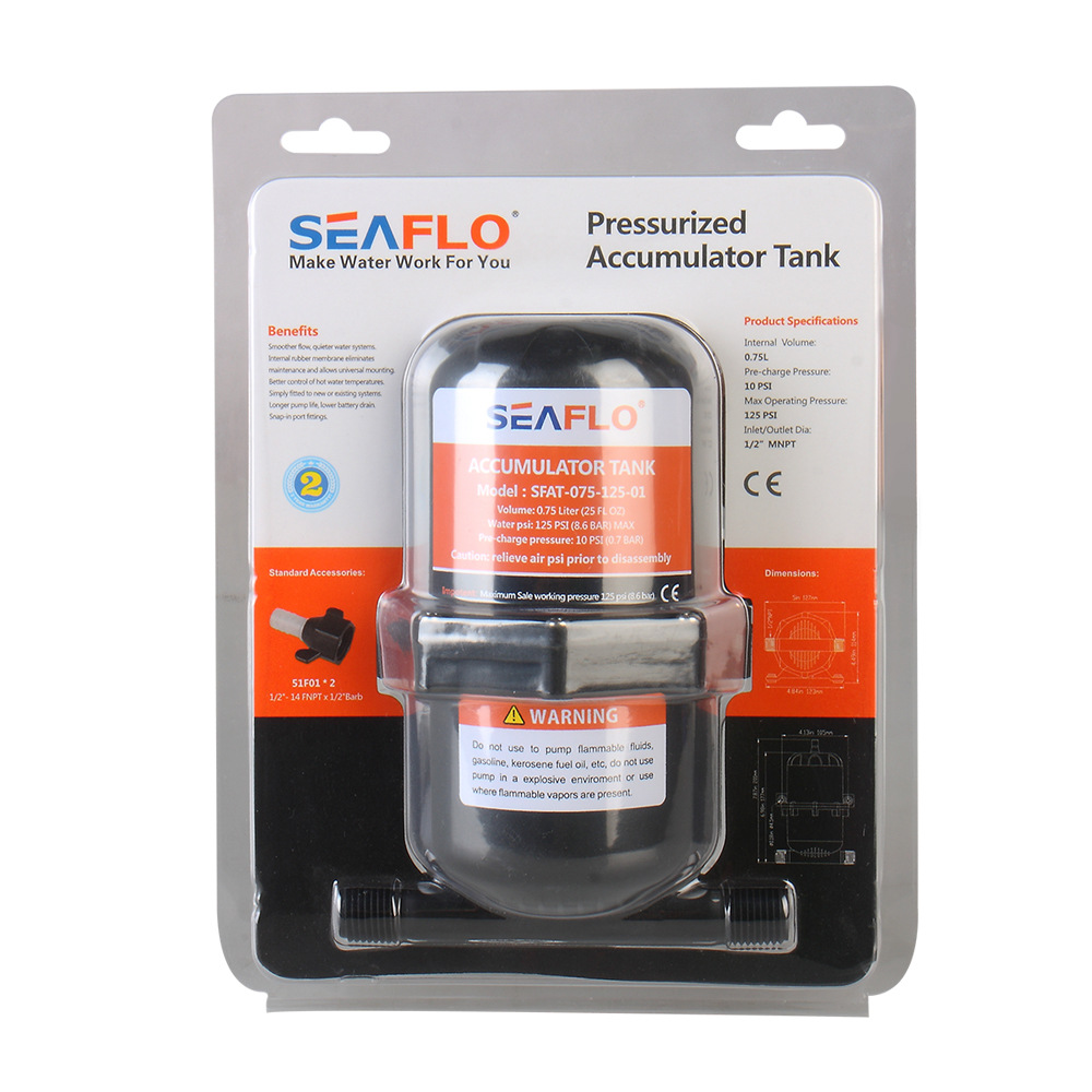 SEAFLO miniature pressure tank 0.75L small pressure tank yacht surge tank RV constant pressure tank pressure tank
