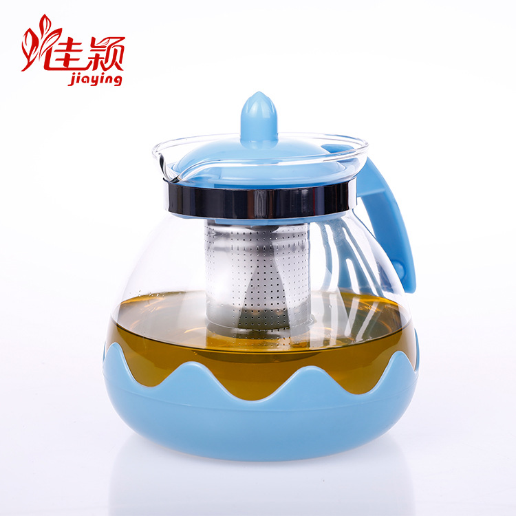 Thickened glass pot stainless steel strainer teapot Lotus glass pot gift factory wholesale