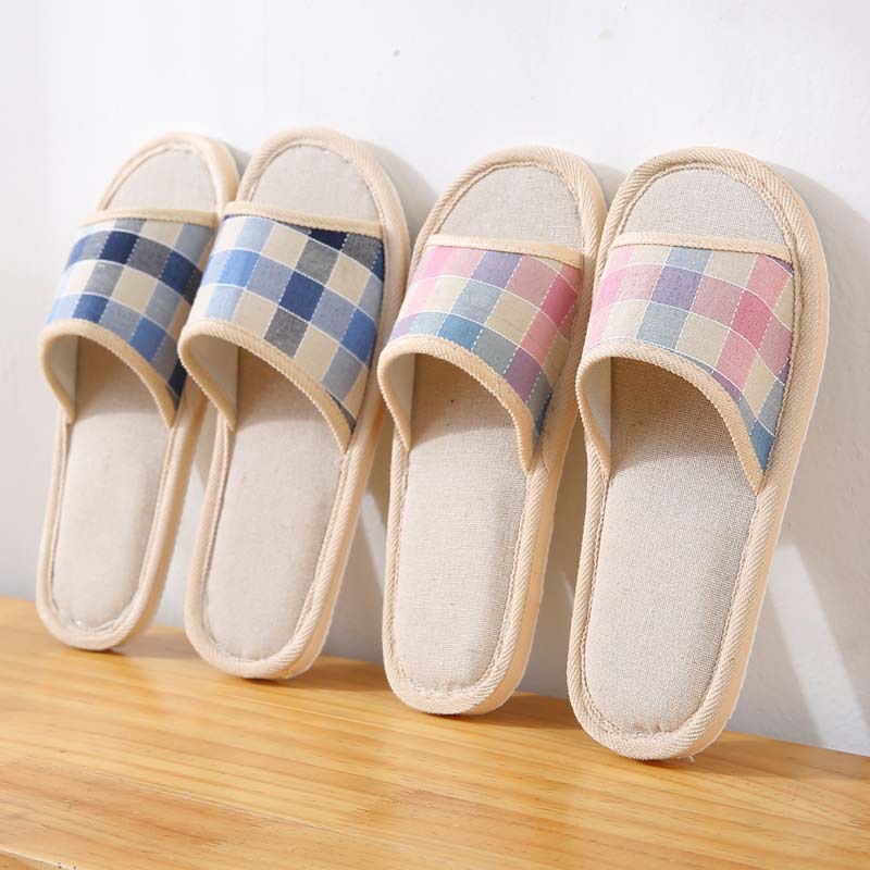 Тапочки для отеля четырех сезонов, путешествия, лен, домашние, не скользящие, мягкое дно, EVA, для мужчин и женщин, легкие для деревянного пола