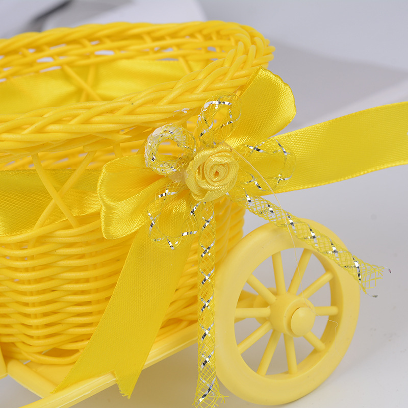 Bicycle Braided Flower Basket Simulation Flower Basket Flower Arranging Plastic Rattan Braided Basket Storage Basket Decorative Basket
