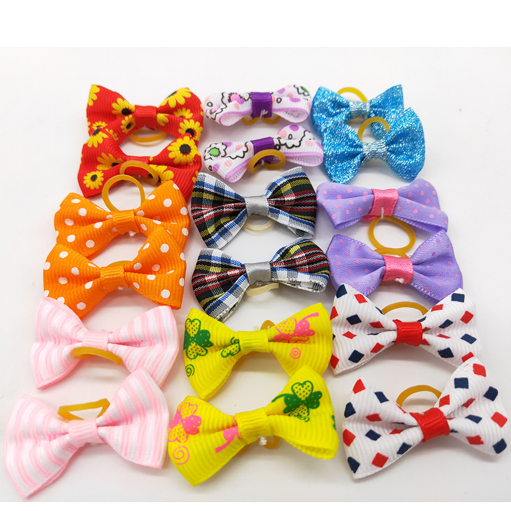 Hot spot pet head flower bow rubber band jewelry wholesale dog accessories style Super