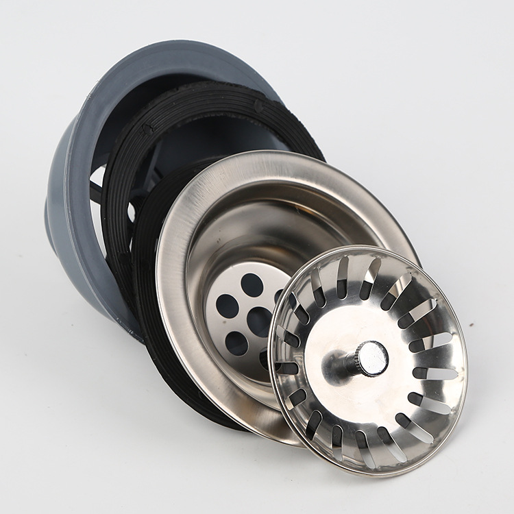 Factory direct gray round bottom sink drain head vegetable washing basin water leakage colander