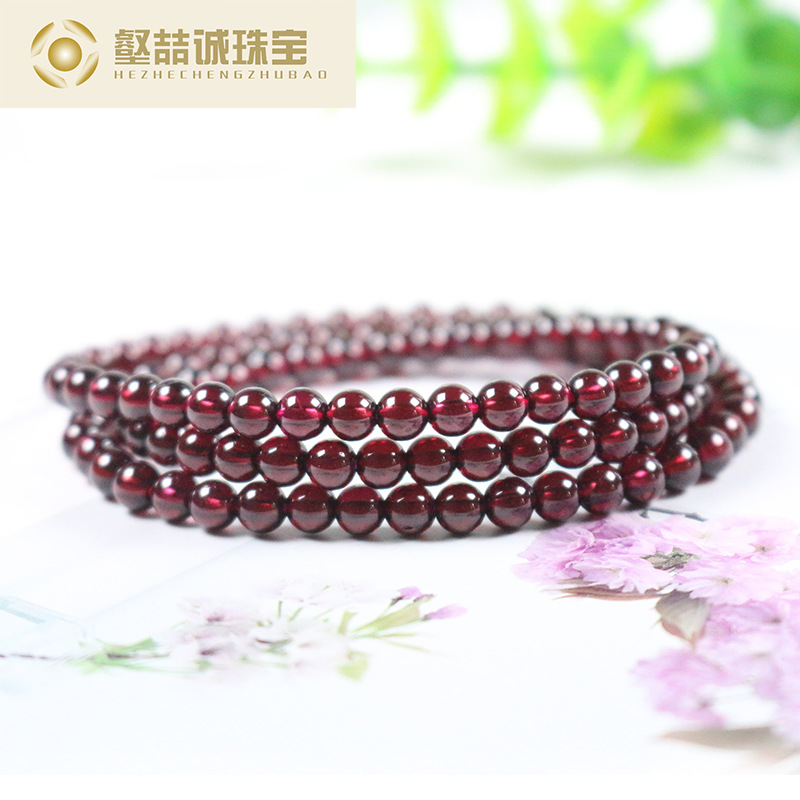 Natural wine red garnet bracelet wine red garnet multi-ring bracelet crystal jewelry manufacturers wholesale
