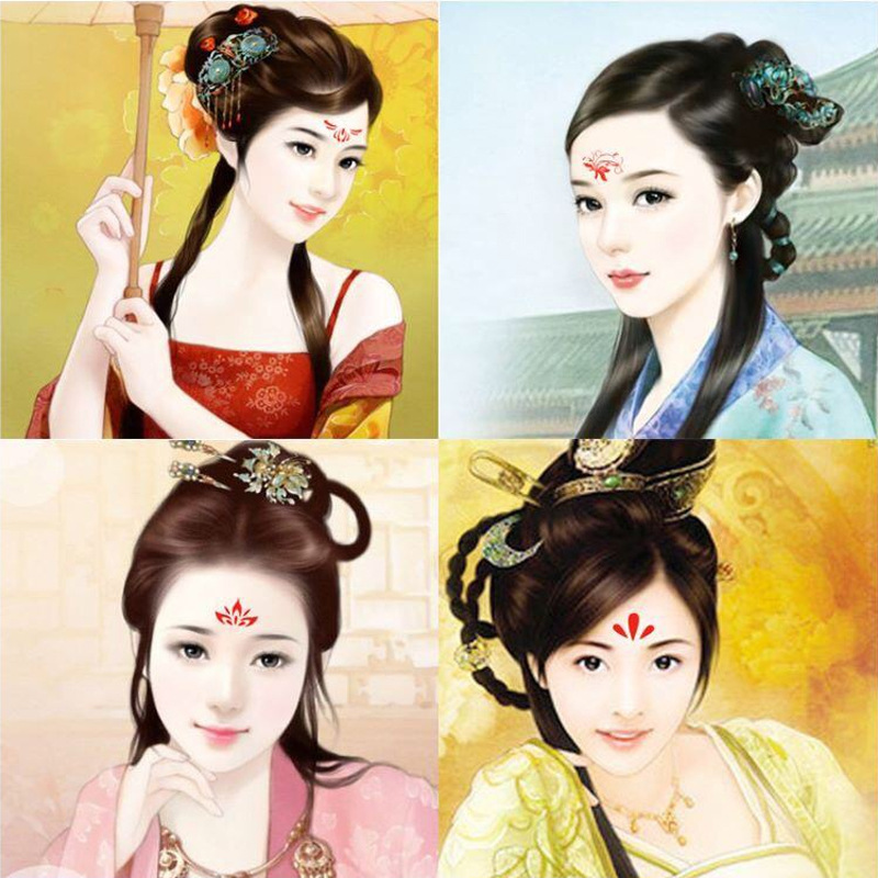 Hanfu eyebrow tattoo stickers Hanfu forehead stickers red dust ancient costume studio TV drama small eyebrow stickers