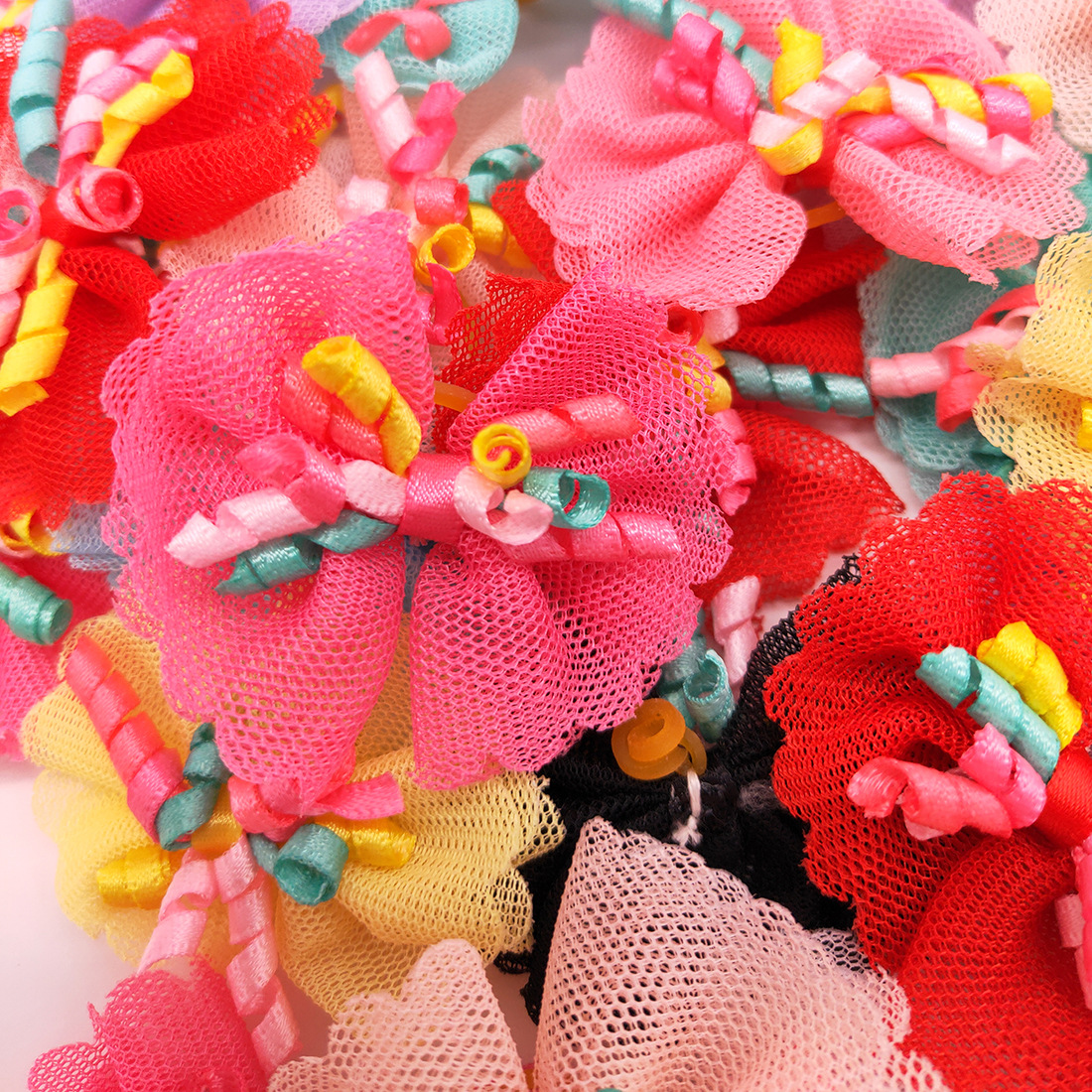 AliExpress hot sale pet headdress flower dog lace curly headdress flower bow hair accessories beautiful series