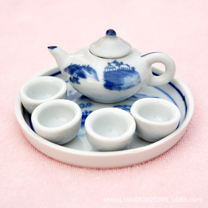 Mini Cartoon Simulation Tea Set Ceramic Crafts Children's Tourist Souvenirs Children's Play House Toys