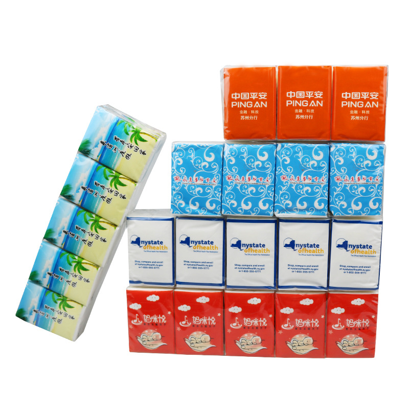 Customized Small Packs of Tissues, Minimum Order of 500 Packs, Logo Printing Available, 6/8/10 Packs Per Strip, Factory Direct Supply, Custom Mini Handkerchief Tissues