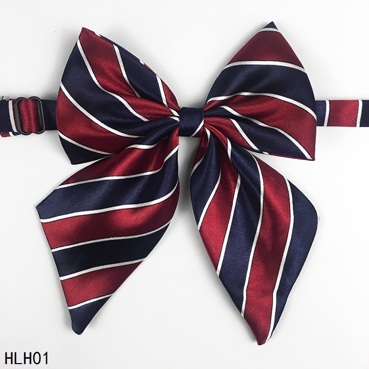 Collar flower JK bow tie solid color striped women's silk-like professional bow bank waiter hotel Japanese wholesale