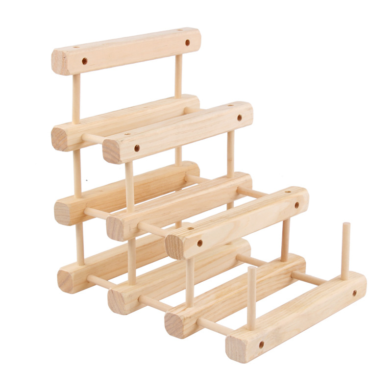 Solid Wood Red Wine Rack DIY Free Assembly Wine Rack European Style Wine Glass Rack Household Red Wine Rack Creative Desktop Ornaments